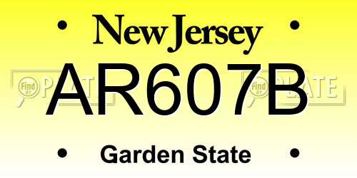 AR607B New Jersey License Plate