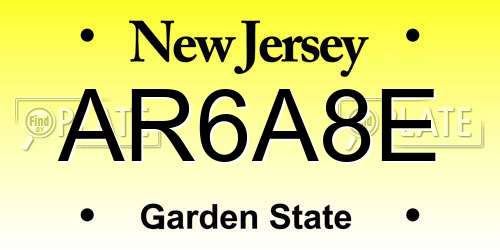AR6A8E New Jersey License Plate