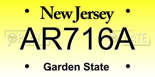 AR716A New Jersey License Plate