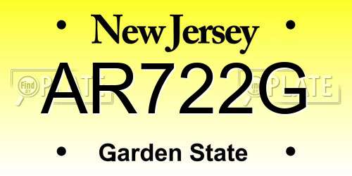 AR722G New Jersey License Plate