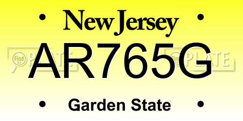 AR765G New Jersey License Plate