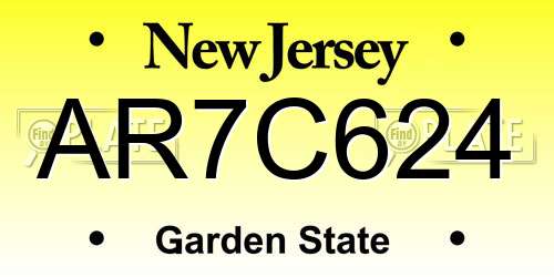 AR7C624 New Jersey License Plate