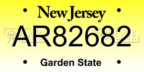 AR82682 New Jersey License Plate