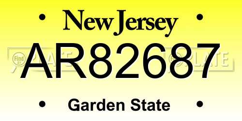AR82687 New Jersey License Plate