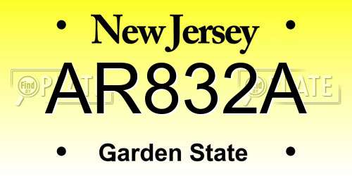 AR832A New Jersey License Plate