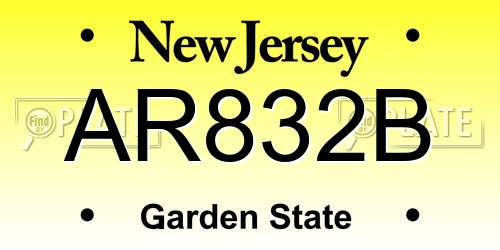 AR832B New Jersey License Plate
