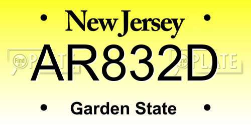 AR832D New Jersey License Plate