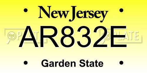 AR832E New Jersey License Plate