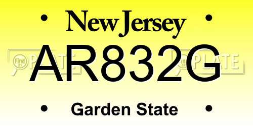 AR832G New Jersey License Plate