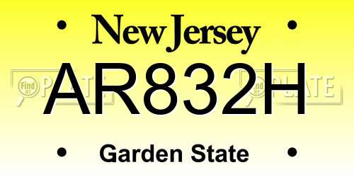 AR832H New Jersey License Plate