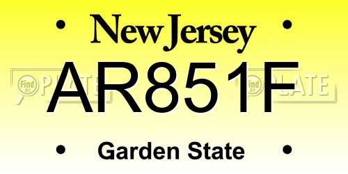 AR851F New Jersey License Plate