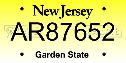 AR87652 New Jersey License Plate