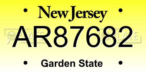 AR87682 New Jersey License Plate