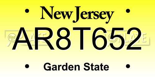 AR8T652 New Jersey License Plate