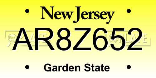 AR8Z652 New Jersey License Plate