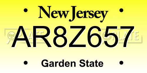AR8Z657 New Jersey License Plate