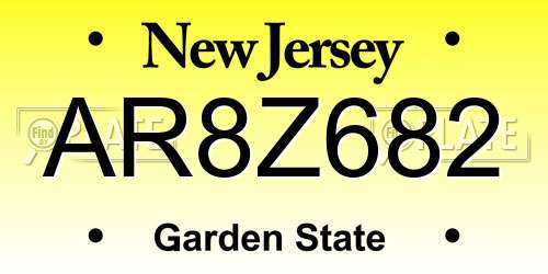 AR8Z682 New Jersey License Plate