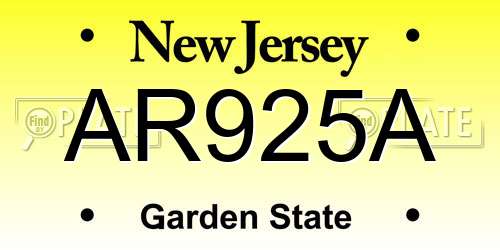AR925A New Jersey License Plate