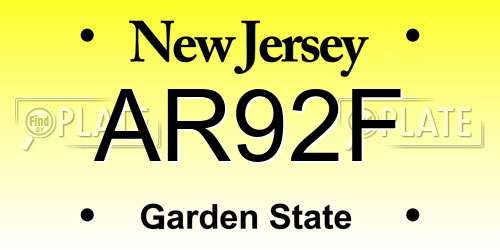 AR92F New Jersey License Plate