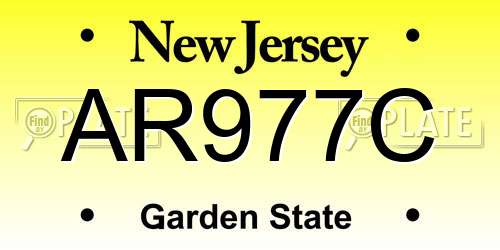 AR977C New Jersey License Plate