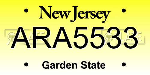 ARA5533 New Jersey License Plate