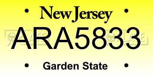 ARA5833 New Jersey License Plate