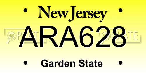 ARA628 New Jersey License Plate