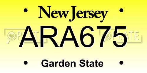 ARA675 New Jersey License Plate