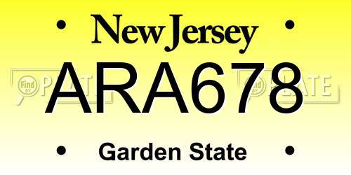 ARA678 New Jersey License Plate