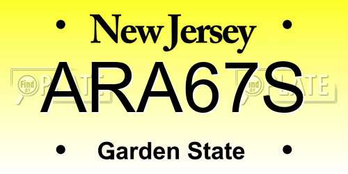 ARA67S New Jersey License Plate
