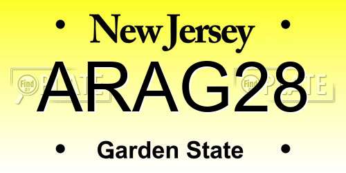 ARAG28 New Jersey License Plate