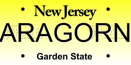ARAGORN New Jersey License Plate