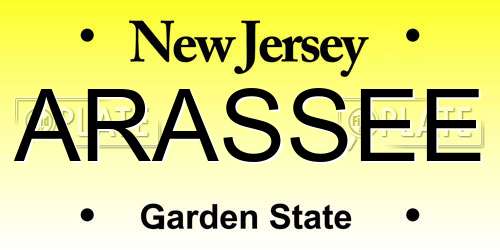 ARASSEE New Jersey License Plate