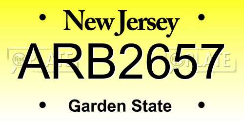 ARB2657 New Jersey License Plate