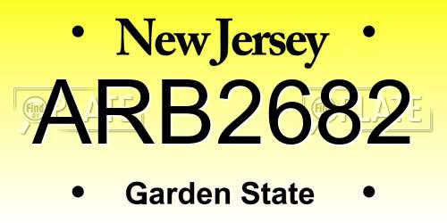 ARB2682 New Jersey License Plate