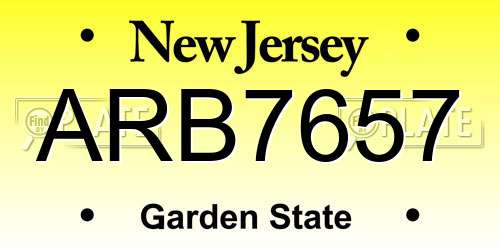 ARB7657 New Jersey License Plate