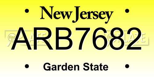 ARB7682 New Jersey License Plate