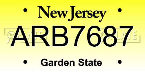 ARB7687 New Jersey License Plate
