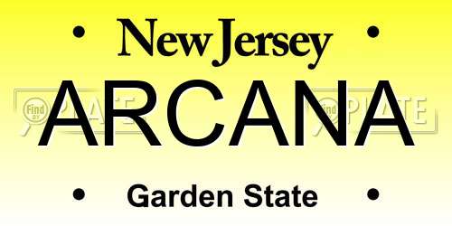 ARCANA New Jersey License Plate