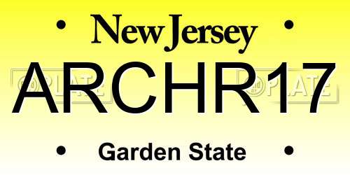 ARCHR17 New Jersey License Plate