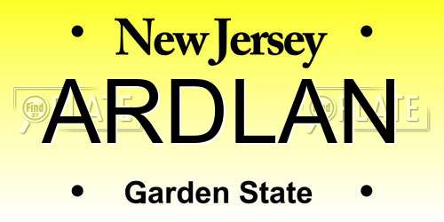 ARDLAN New Jersey License Plate