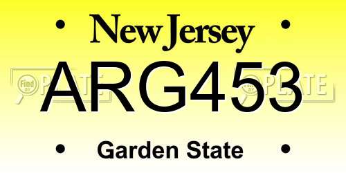 ARG453 New Jersey License Plate