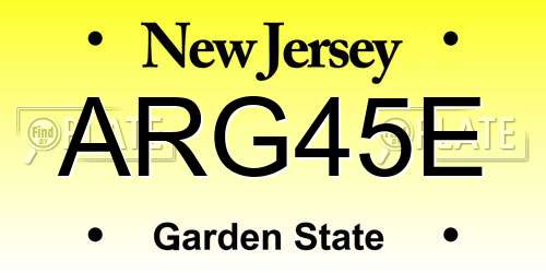 ARG45E New Jersey License Plate