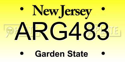 ARG483 New Jersey License Plate
