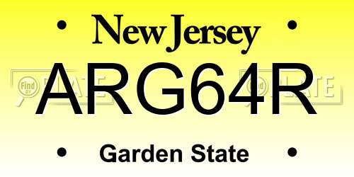 ARG64R New Jersey License Plate