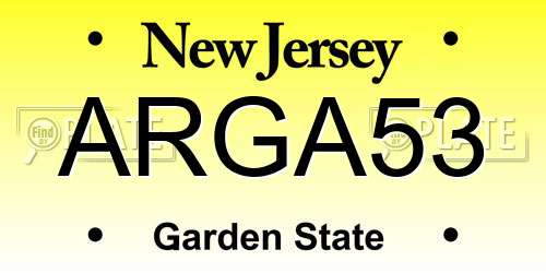 ARGA53 New Jersey License Plate