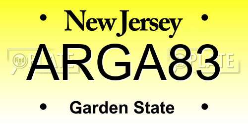 ARGA83 New Jersey License Plate