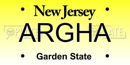 ARGHA New Jersey License Plate