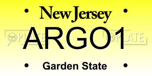 ARGO1 New Jersey License Plate