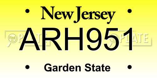 ARH951 New Jersey License Plate